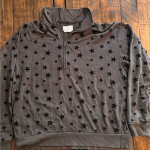 Lou & Grey Gray Star-Print Quarter-Zip Sweater